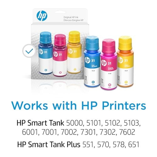 HP - 31 3-Pack Ink Bottles - Cyan/Magenta/Yellow