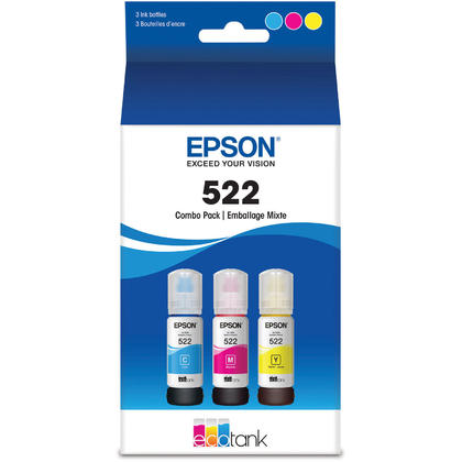 Epson EcoTank 522 Ink Bottles - Cyan/Magenta/Yellow