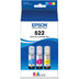 Epson EcoTank 522 Ink Bottles - Cyan/Magenta/Yellow