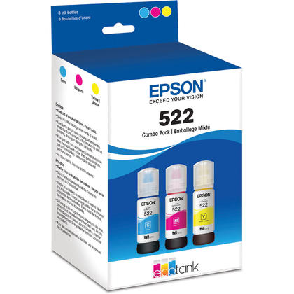 Epson EcoTank 522 Ink Bottles - Cyan/Magenta/Yellow