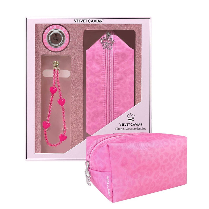 VELVET CAVIAR Phone Accessories Set - Hot Pink Leopard