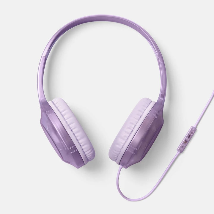 Wired on-Ear Translucent Jelly Headphones - Heyday™ Lavender: Built-in Microphone
