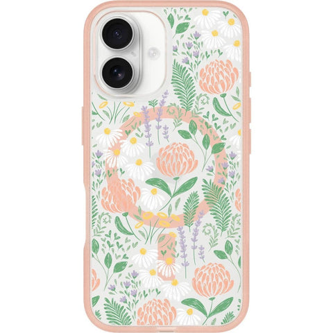 OtterBox iPhone 16 Symmetry Series Case with MagSafe - Peachy Bloom: Solid Plastic Cover
