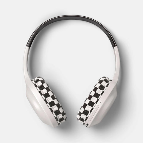 Wireless Built-in-Microphone Headphones - Heyday™ Brown Checkered: on-Ear, USB-C