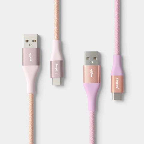 10ft USB-a to USB-C Braided Cable 2pk - Heyday™ Bright Lilac Cosmetic Pink
