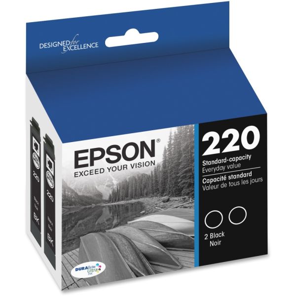 Epson R12X DuraBrite Ultra Black Ink, Pack of 2 T220