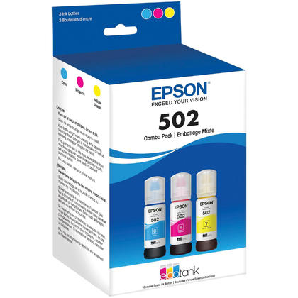 Epson - EcoTank 502 3-Pack Ink Bottles - Cyan/Magenta/Yellow