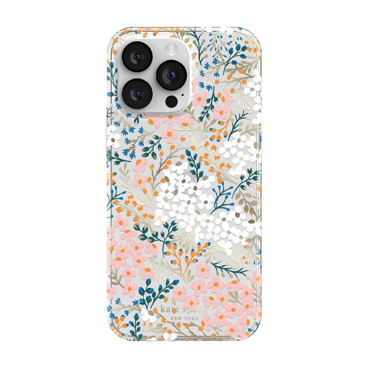 Kate Spade New York Protective Hardshell Case Compatible with Apple iPhone 14 Pro Max - [KSIPH-225-MFLR]  Multi Floral/Rose/Pacific Green/Clear/Cream