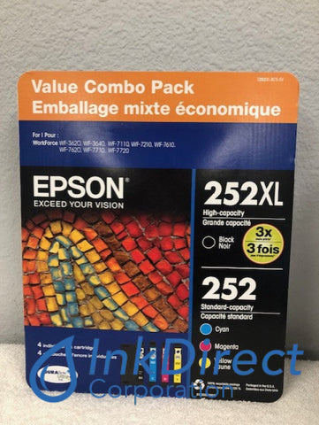 Epson 252 Ink Cartridges - Black/Cyan/Magenta/Yellow, Large