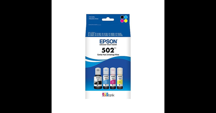 Epson T502 EcoTank Ink Bottles Combo Pack for ST C2100, C4100, 4 Pack - Black and Color