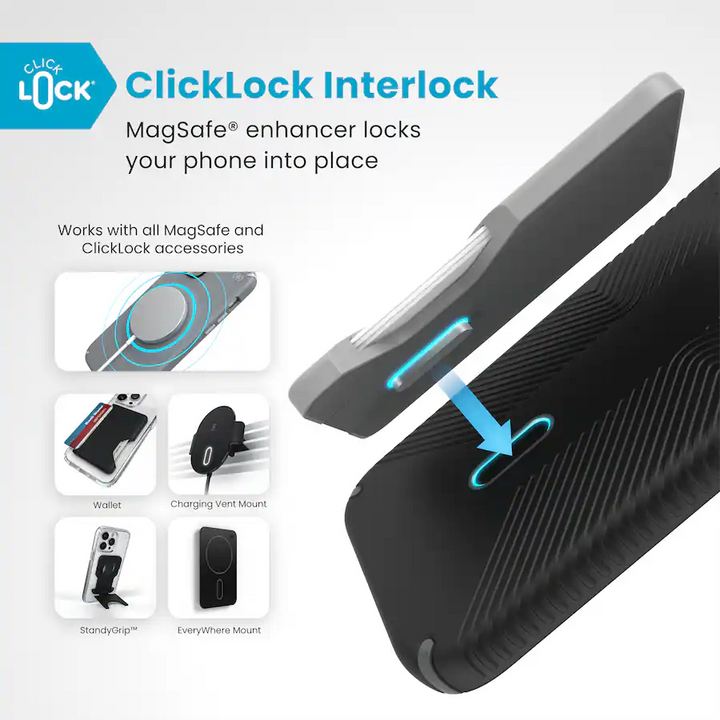 Presidio2 Grip MagSafe with ClickLock Apple iPhone 16 Plus Case - Black/Slate Grey