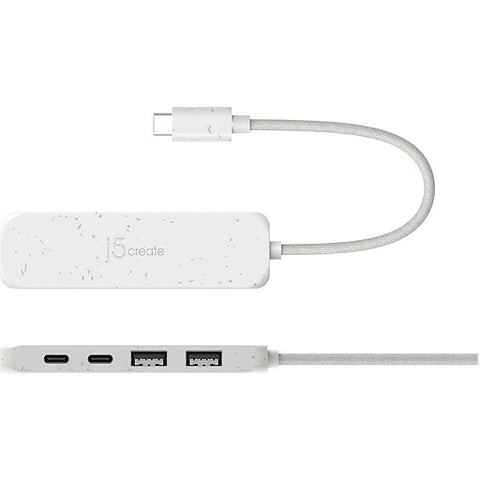 J5create - Eco-Friendly USB-C to Type-C & Type-a Gen2 4 Port Hub - White