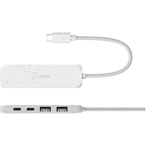 J5create - Eco-Friendly USB-C to Type-C & Type-a Gen2 4 Port Hub - White