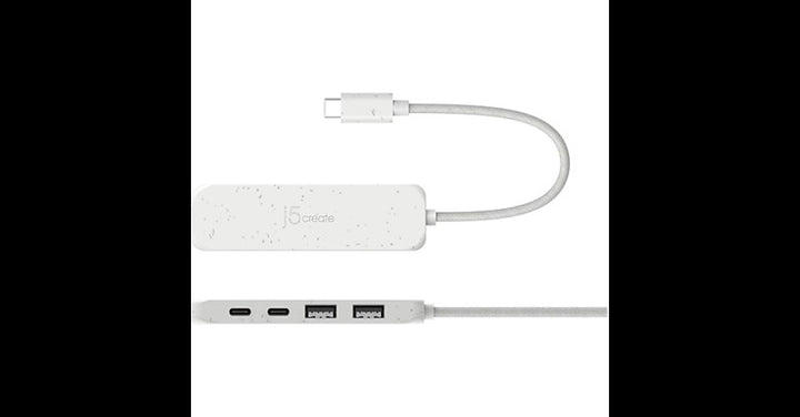 J5create - Eco-Friendly USB-C to Type-C & Type-a Gen2 4 Port Hub - White