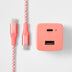 2-Port USB-a USB-C Wall Charger with 6' USB-C to USB-C Braided Cord - Heyday™ Rose: 20W Output, 3A Current