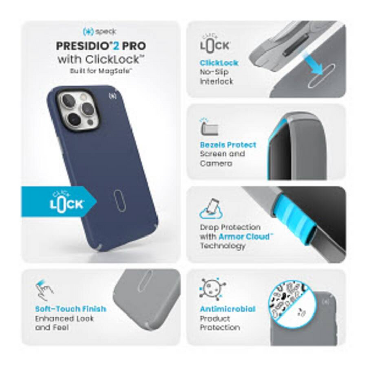 Presidio2 Pro MagSafe with ClickLock Apple iPhone 16 Pro Max Case - Coastal Blue/Dust Grey