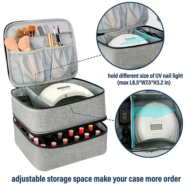 Portable Double-Layer Storage Bag - Nail Polish & Essential Oil Travel Organizer, Multi-Function Cosmetic Case