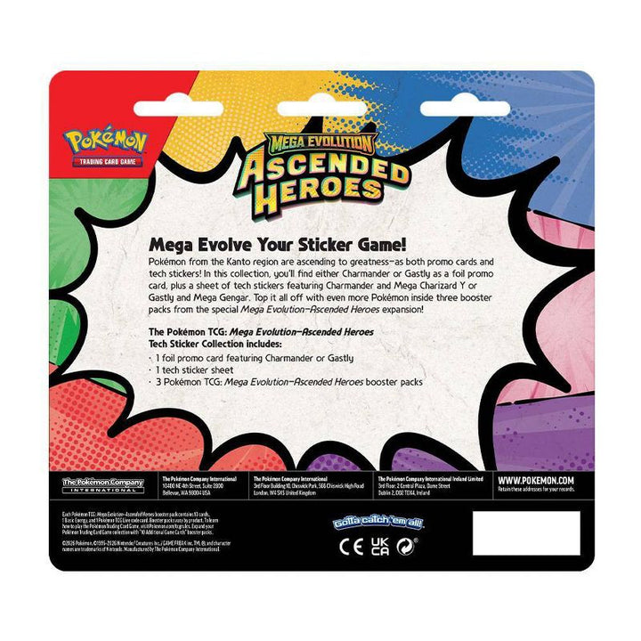 Ascended Heroes Tech Sticker Collection — Charmander - Back of retail blister