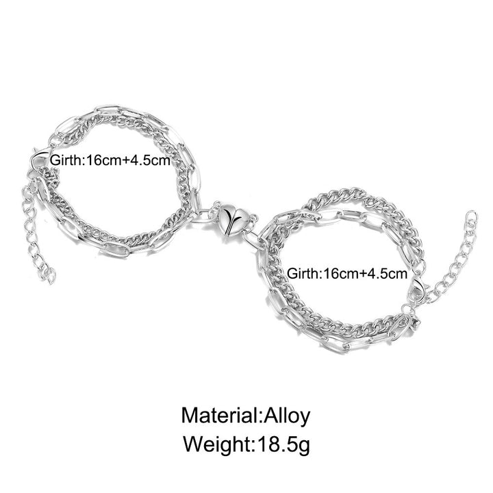 Love Magnet Buckle Bracelet Couple Magnetic Buckle Bracelet Creative Valentine's Day Magnet Heart Attraction Bracelet Couple Bracelet