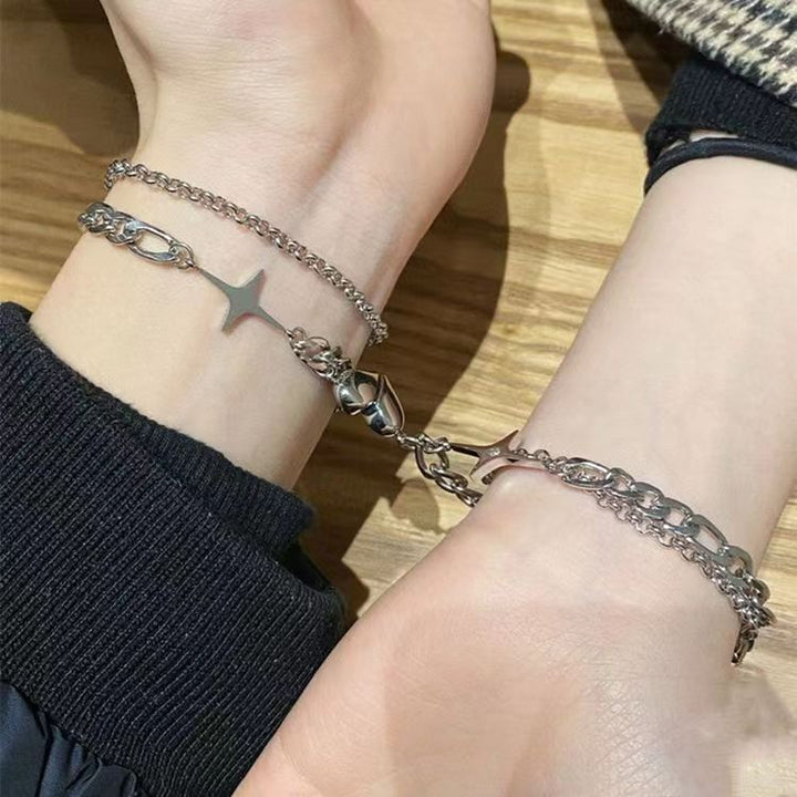 Love Magnet Buckle Bracelet Couple Magnetic Buckle Bracelet Creative Valentine's Day Magnet Heart Attraction Bracelet Couple Bracelet