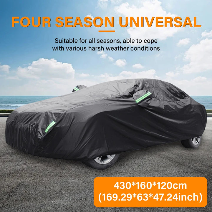 190T Thermal SUV Four-Door Full-Cover Car Cover Winter Snow and Frost Resistant Side Zipper Design Black Universal Fit