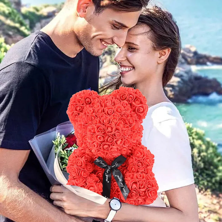 Artificial Flower Eternal Rose Teddy Bear for Mom Mother's Day Birthday Valentine's Day Anniversary Gifts & Decor Miniatures