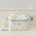Cute Bow Toiletry Bag with Zipper Makeup Organizer Storage Bag Cotton Quilted Cosmetic Organizer Case for Women and Girls