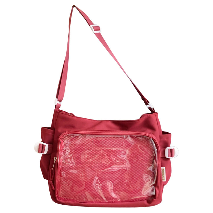 Women Ita Bag Cartoon Book Bag with Clear Window Teenagers School Bag Adjustable Strap Stylish Crossbody Bag Trendy Outdoor Bag