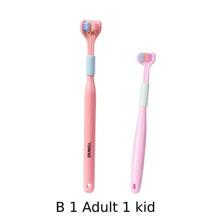 3D Stereo Three-Sided Toothbrush Ultra Fine Soft Hair Adult Kid Toothbrushes