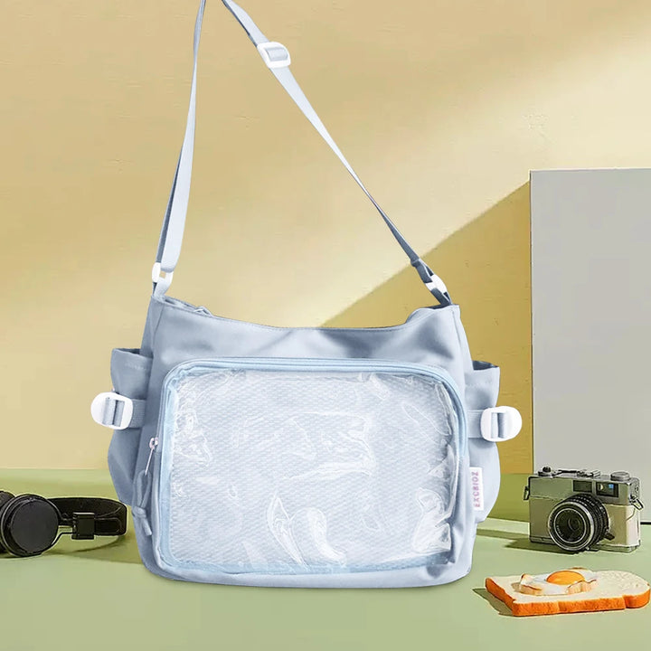 Women Ita Bag Cartoon Book Bag with Clear Window Teenagers School Bag Adjustable Strap Stylish Crossbody Bag Trendy Outdoor Bag