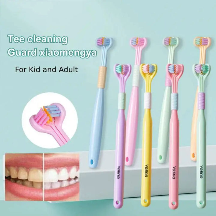 3D Stereo Three-Sided Toothbrush Ultra Fine Soft Hair Adult Kid Toothbrushes