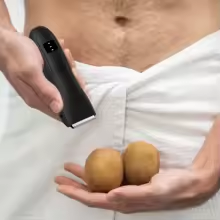 Men's Electric Groin & Body Shaver - Waterproof Dual Head Trimmer Kit w/ LED Light & Foil Blades