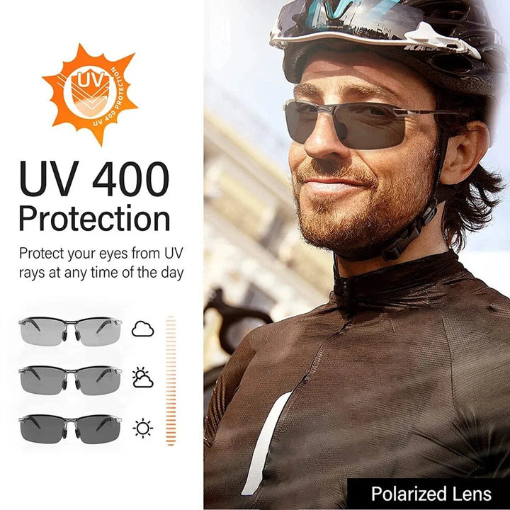 Men Aluminium HD Polarized Photochromic Sunglasses Driving Chameleon Sun Glasses
