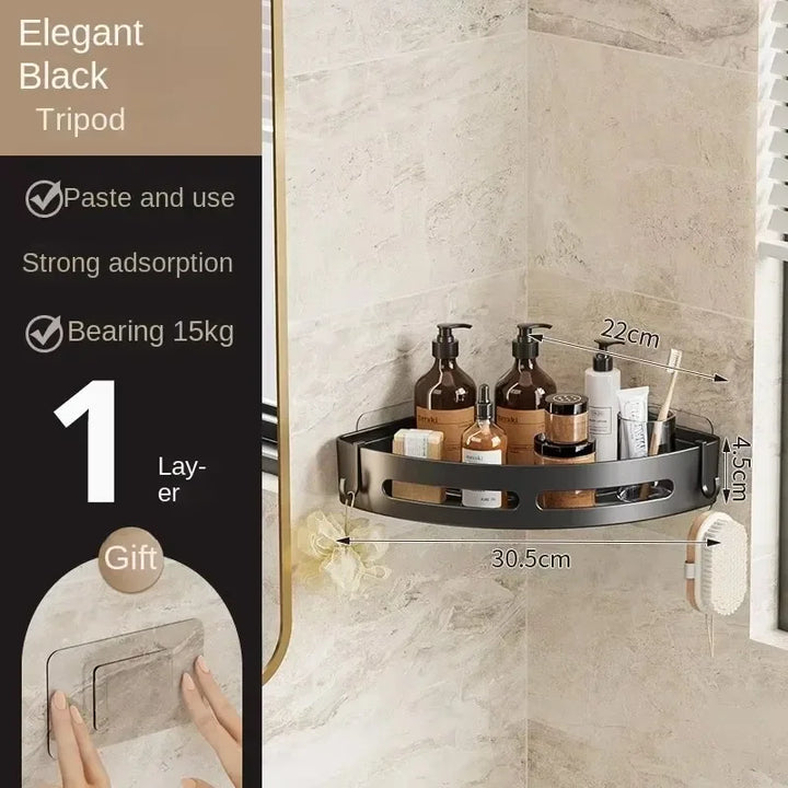NEW 3/2/1 PCS Adhensive Bathroom Shampoo Holder Shower Caddy Shelves Storage No Drill Shelf Corner Towel Holder Shelves For