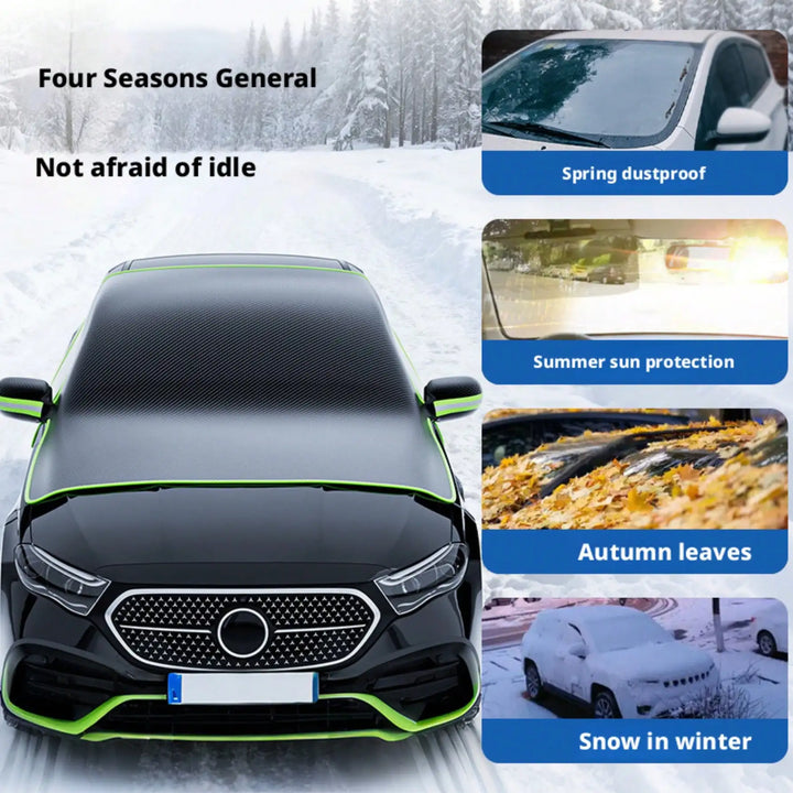 Green Edged Reflective Strip Car Windshield Snow Cover, Winter Anti-Freeze Anti-Frost Guard