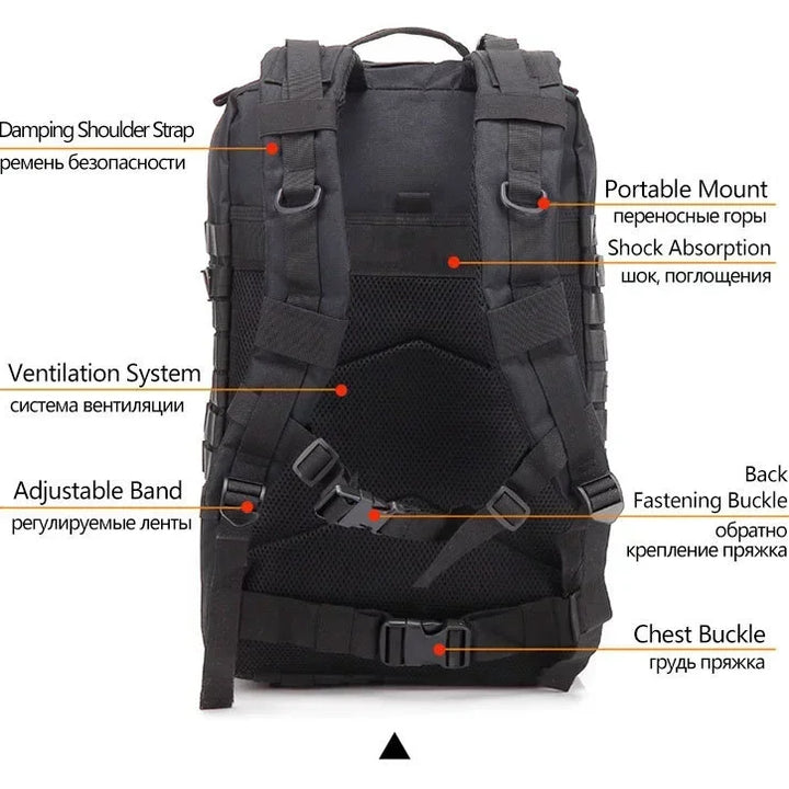 45L Man Tactical Backpacks Traveling Bags Outdoor 3P School Pack EDC Molle Pack For Trekking Hunting Bag camping equipment