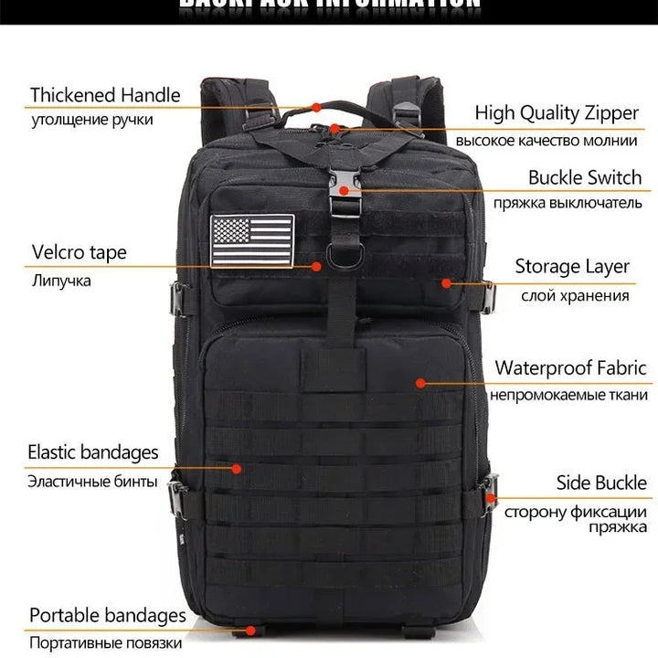 45L Man Tactical Backpacks Traveling Bags Outdoor 3P School Pack EDC Molle Pack For Trekking Hunting Bag camping equipment