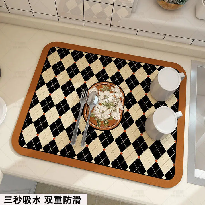 Large Kitchen Super Absorbent Mat Coffee Dish Draining Mat Drying