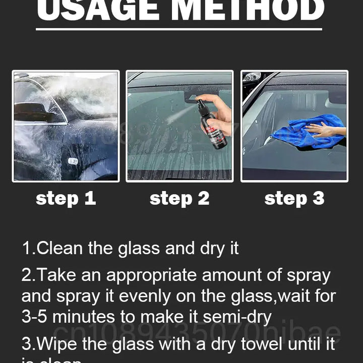 Car Glass Anti-rain Water Spray Repellent Nano Coating Hydrophobic Waterproof Agent Oil Film Removing Auto Glass Film Agent