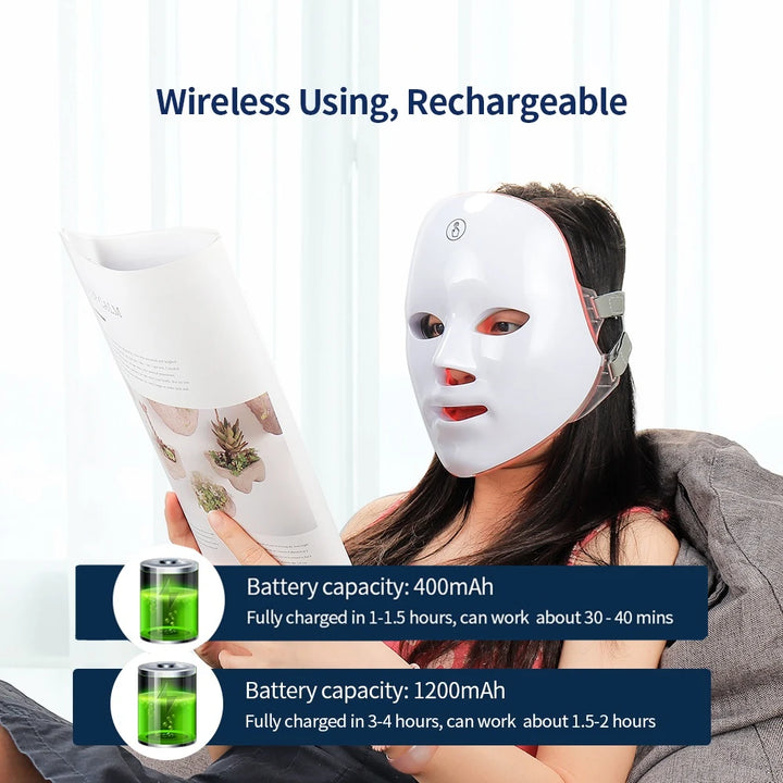 7 Colors LED Photon Facial Mask Skin Rejuvenation Anti Acne Facial Beauty Mask