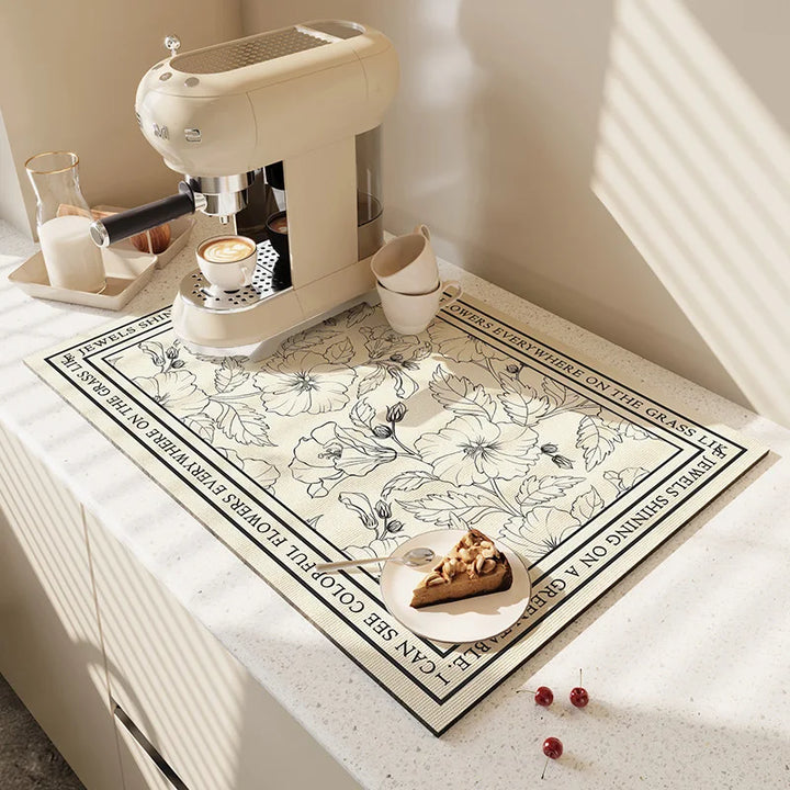 Large Kitchen Super Absorbent Mat Coffee Dish Draining Mat Drying