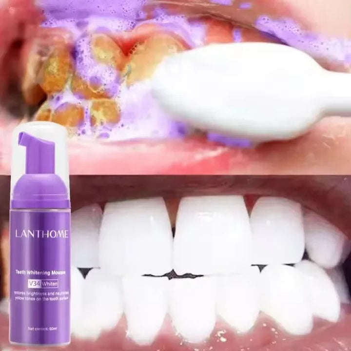 V34 Purple Teeth Whitening Toothpaste Remove Plaque Stains