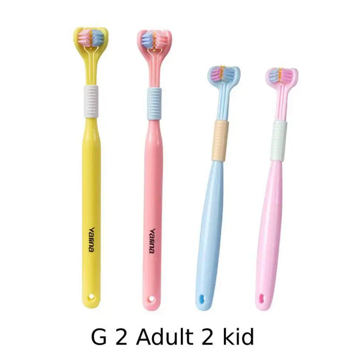 3D Stereo Three-Sided Toothbrush Ultra Fine Soft Hair Adult Kid Toothbrushes