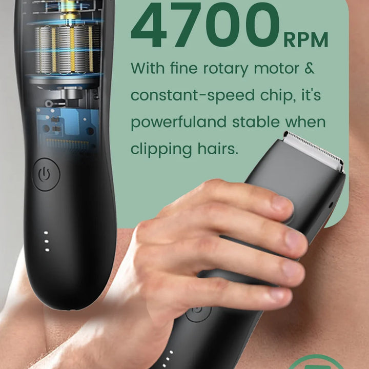 Men's Electric Groin & Body Shaver - Waterproof Dual Head Trimmer Kit w/ LED Light & Foil Blades