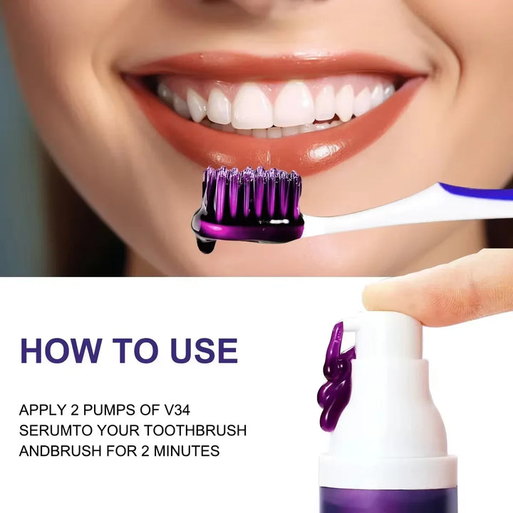 V34 Purple Teeth Whitening Toothpaste Remove Plaque Stains