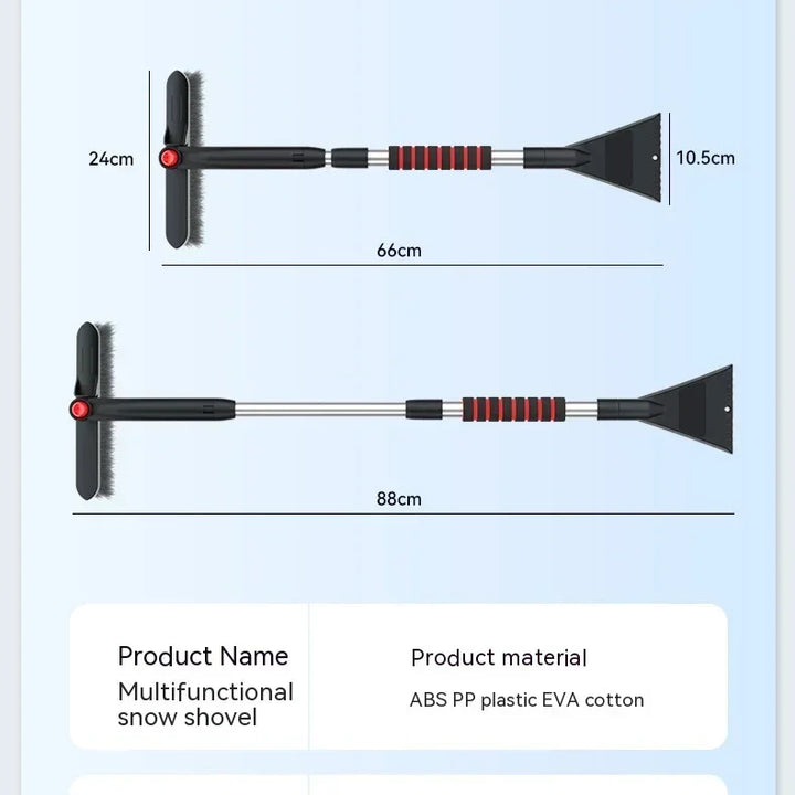 Winter Car Cleaner Extendable Snow Shovel Ice Scraper Brush Detachable Windshield Tool
