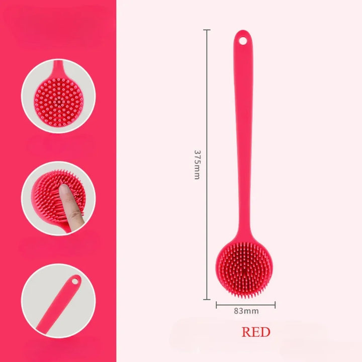 Soft Back Scrubber Brush Silicone Skin Massager Bath Shower Scrubbing Brush with Handle Body Wash Exfoliating Scrub Bath Supplie