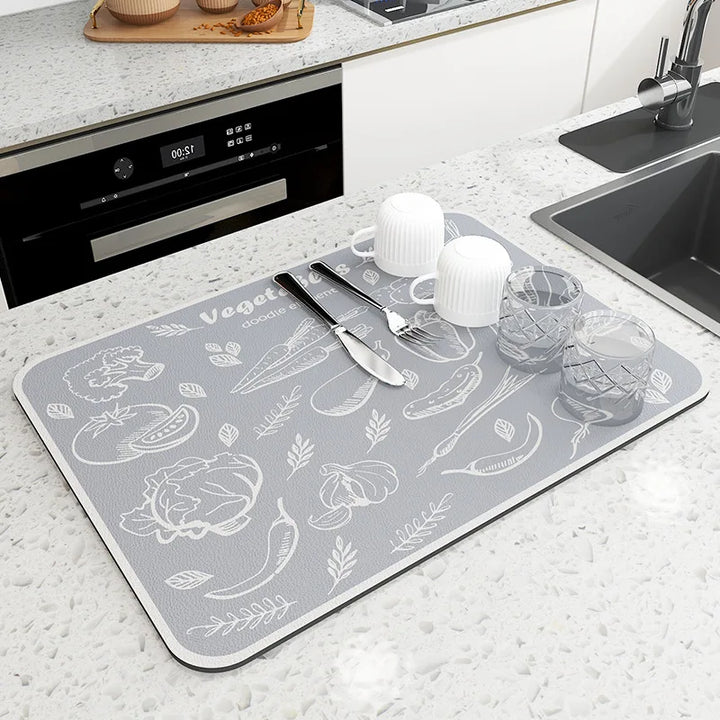 Large Kitchen Super Absorbent Mat Coffee Dish Draining Mat Drying