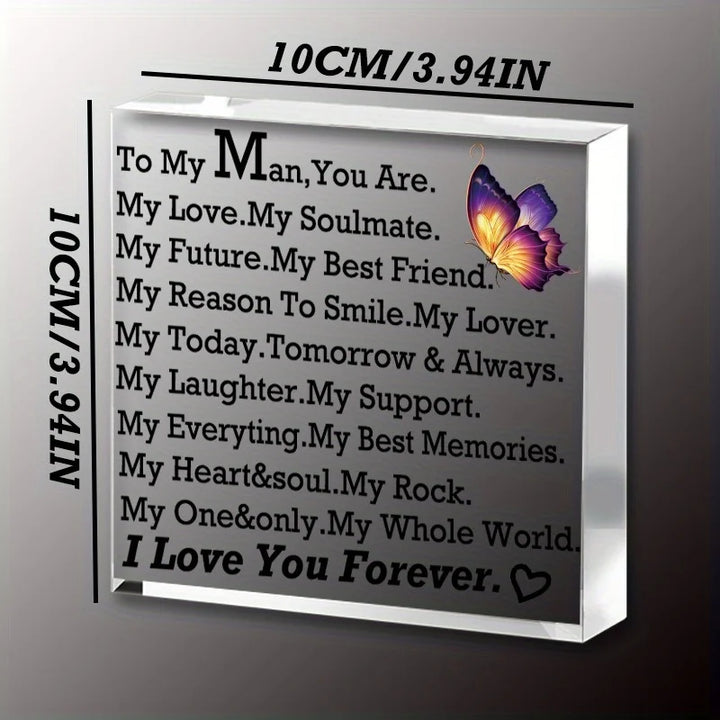 I Love You" Acrylic Centerpiece. Anniversary, birthday or Valentine's gift for him.