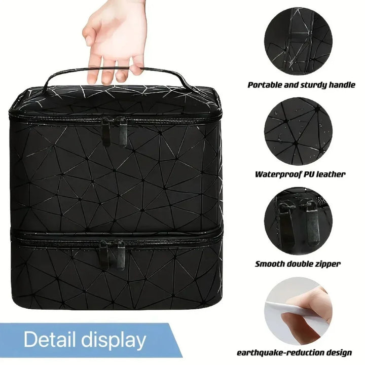Portable Double-Layer Storage Bag - Nail Polish & Essential Oil Travel Organizer, Multi-Function Cosmetic Case